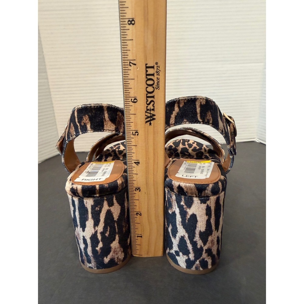 Gianni Bini Joize Velvet‎ Leopard Print Block Heel Platform Sandals New Sz 7.5M - Picture 9 of 12